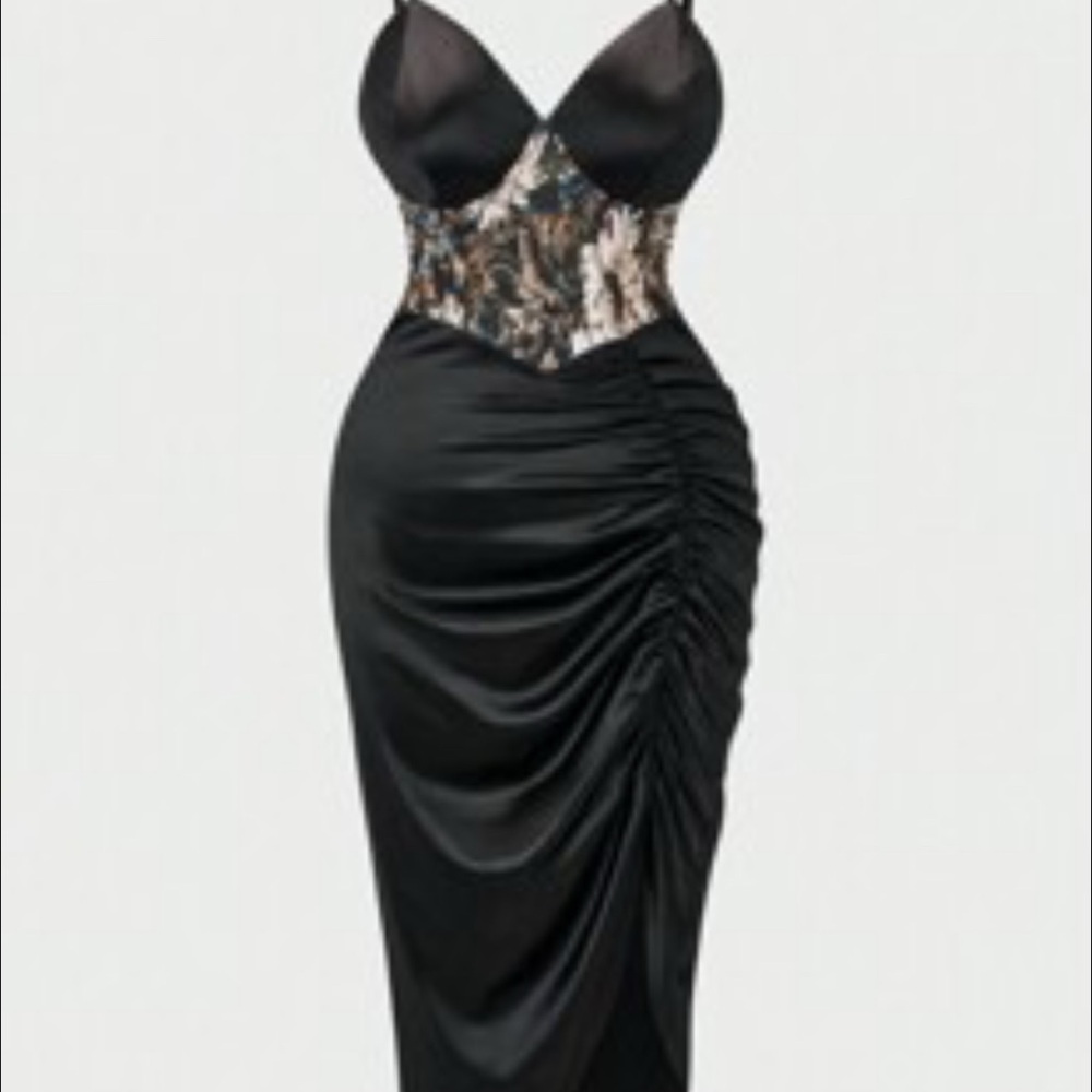 Fashion Nova Black and Multicolor Dress